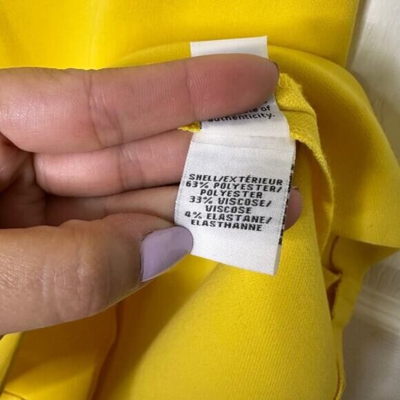 Diane Von Furstenberg Size 4 Fleur Yellow Ponte Sheath Dress V-Neck Work Wear - Picture 4 of 6